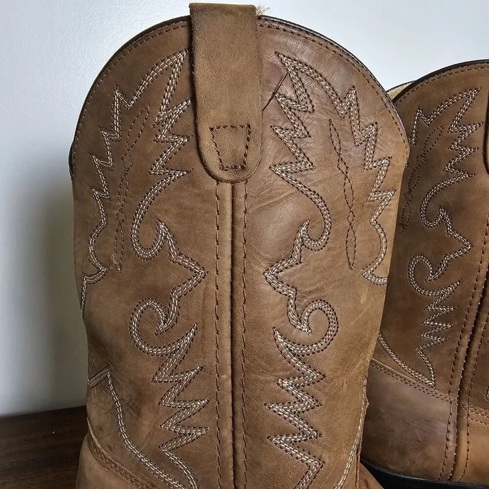Dan Post Women’s Western Cowboy Boots Size 5 Caramel Leather Embroidered